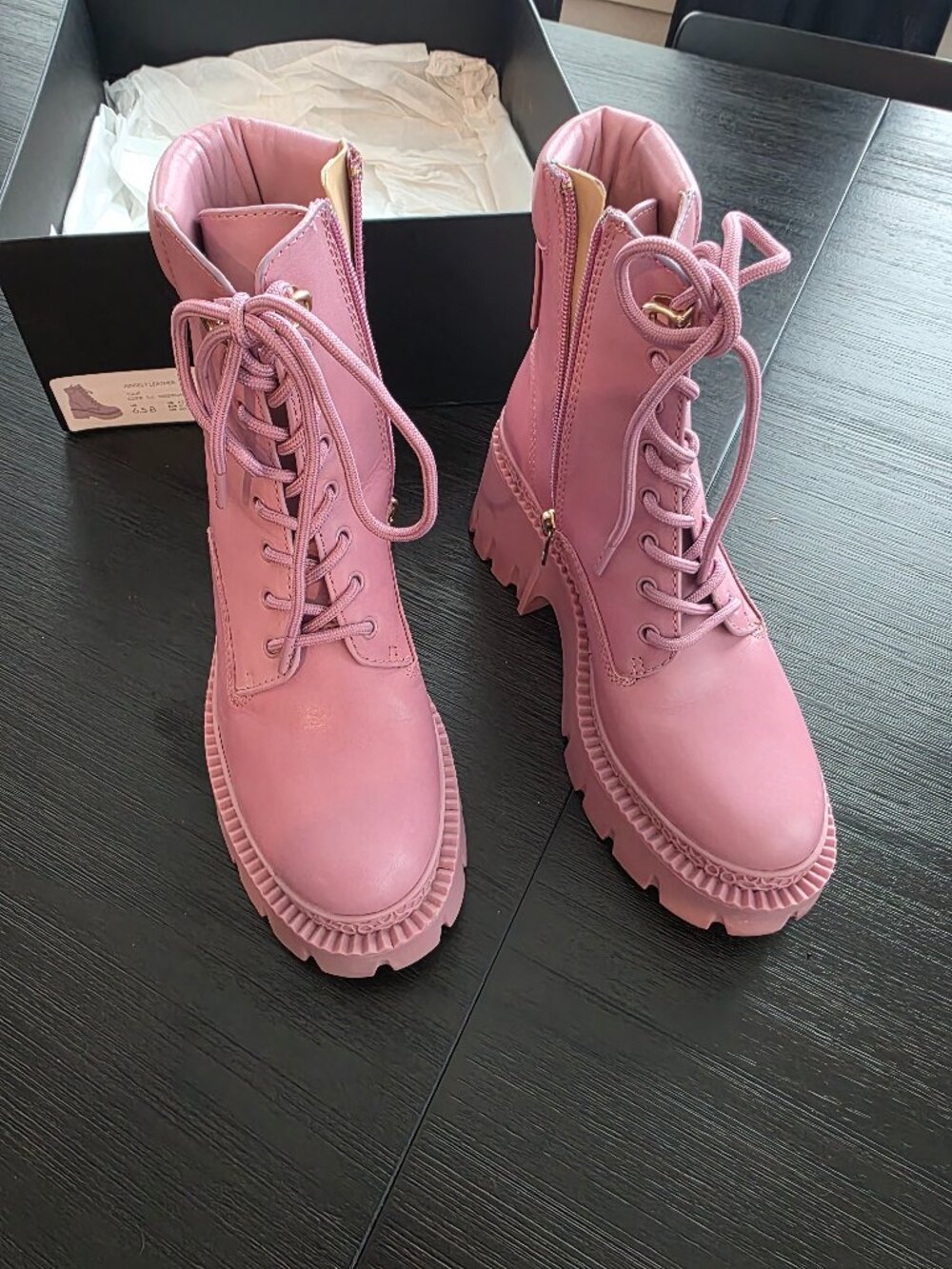 Coach Ainsley Leather boot, size 6.5, Tulip